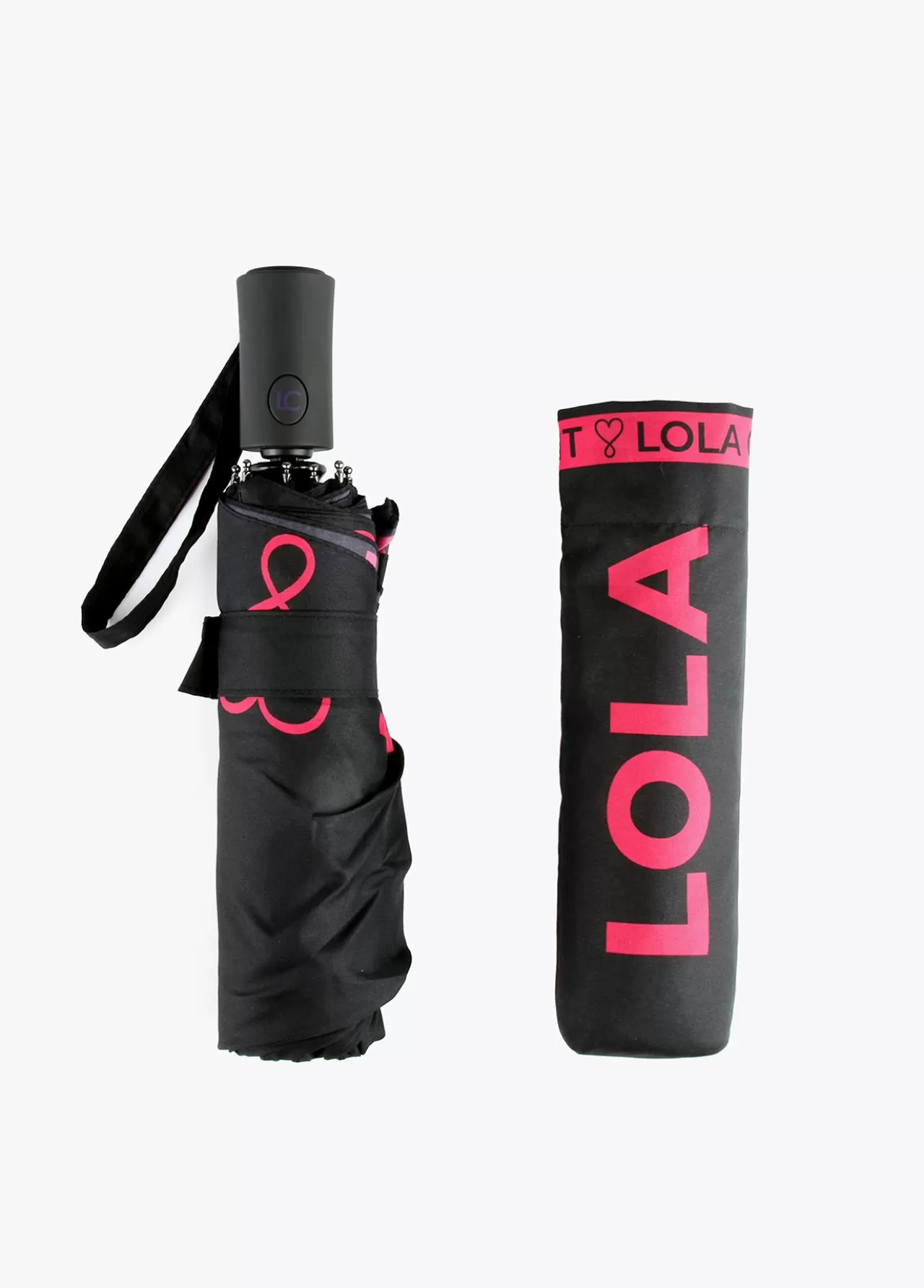 Lola Casademunt Paraguas pequeño negro automático |  Complementos | Lola Casademunt FUCSIA Flash Sale