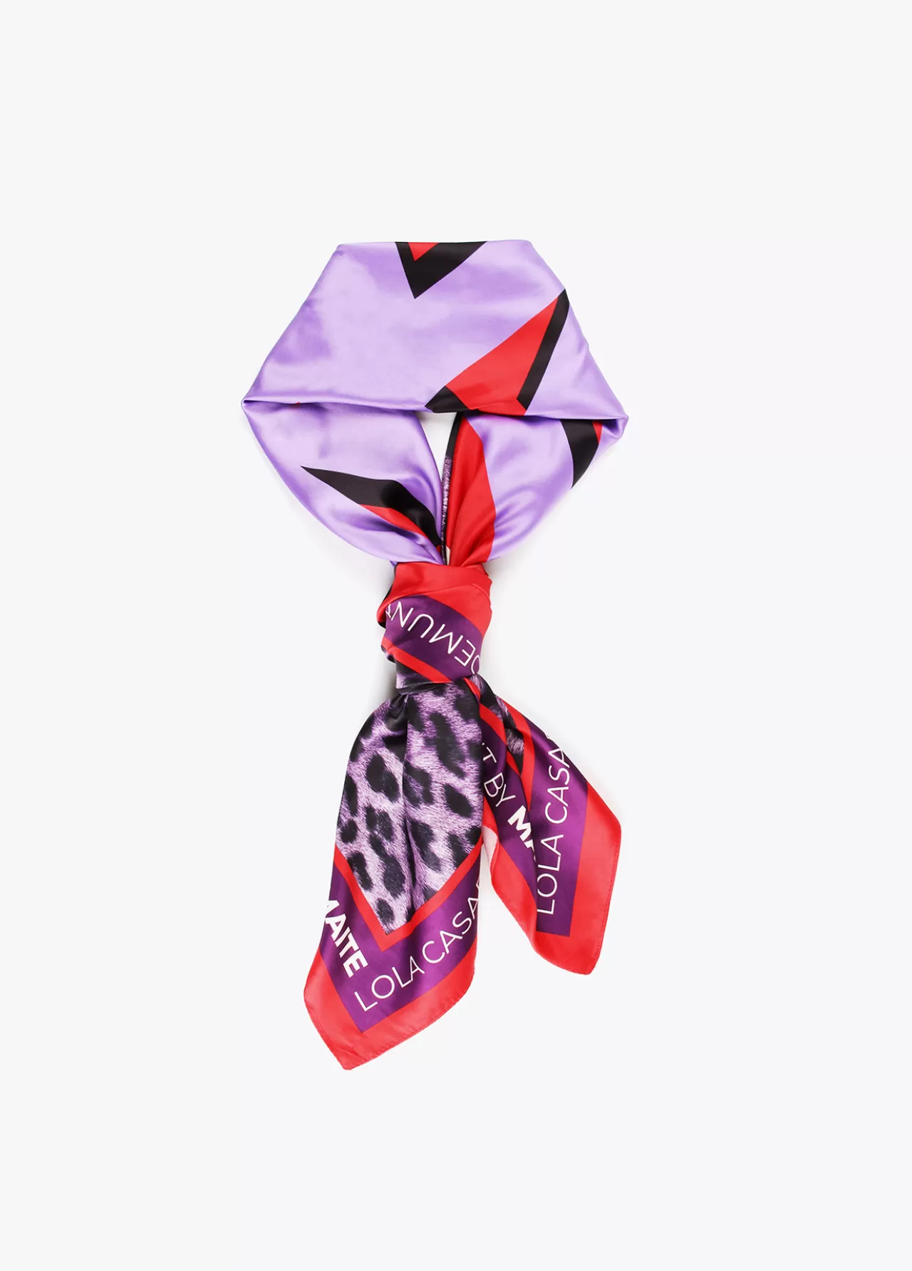 Lola Casademunt Pañuelo animal leopardo lilas LILA-ROJO Store