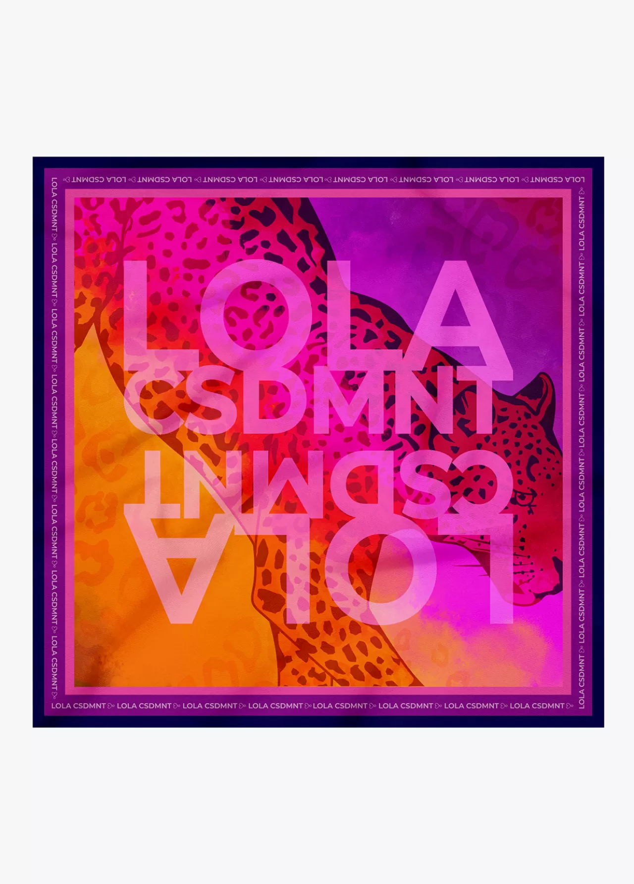 Lola Casademunt Pañuelo leopardo y logo NARANJA-LILA Online