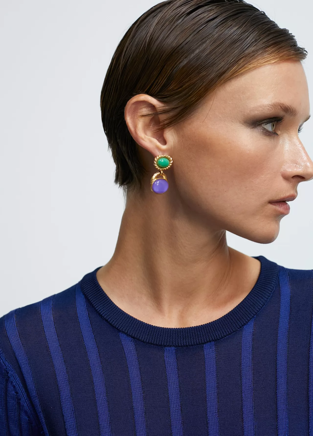 Lola Casademunt Pendientes bicolor VERDE-AZUL Online