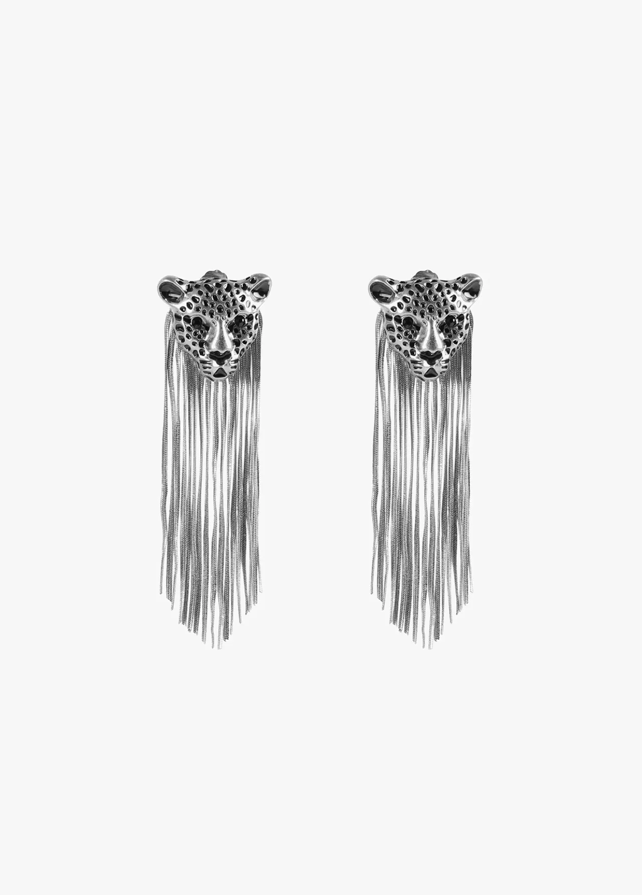 Lola Casademunt Pendientes cabeza de leopardo PLATEADO New