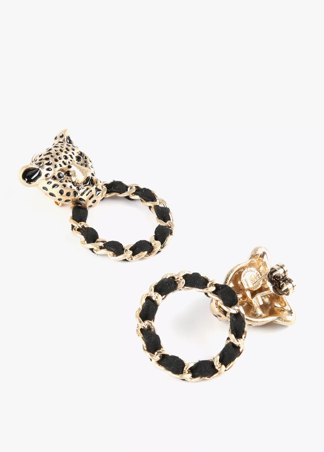 Lola Casademunt Pendientes cara leopardo y aro DORADO Best Sale