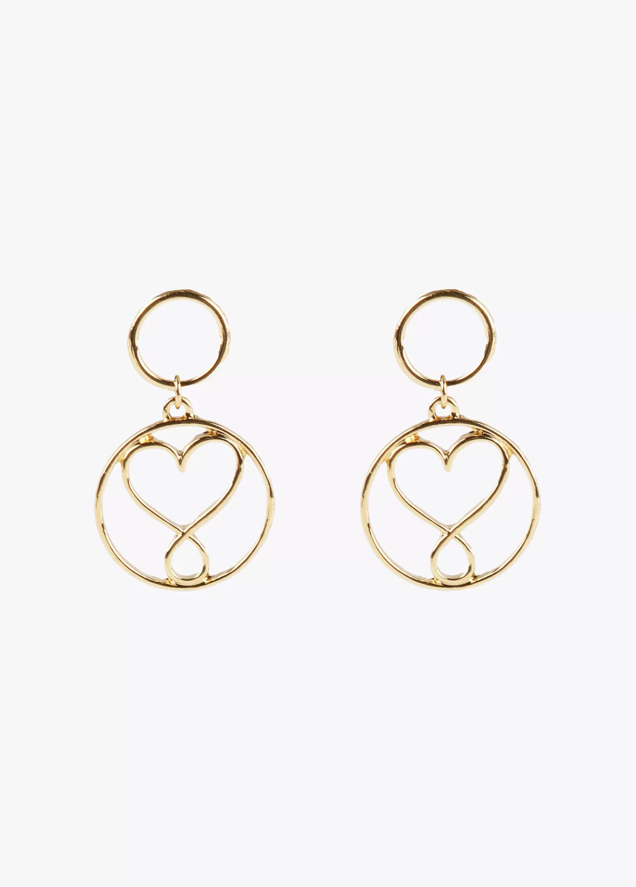 Lola Casademunt Pendientes circulo y corazón infinito DORADO Flash Sale