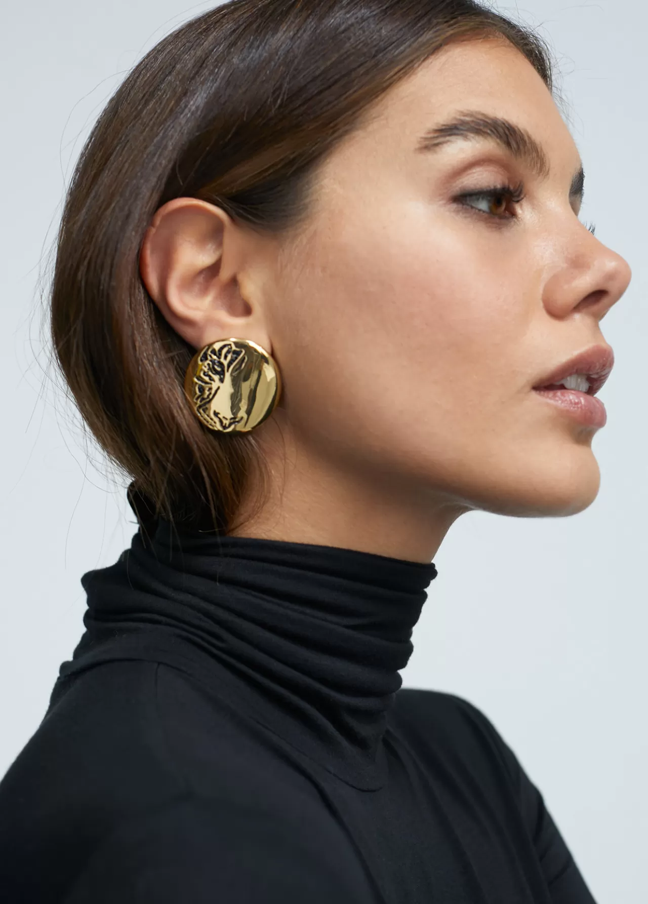 Lola Casademunt Pendientes de botón dorados METAL-NEGRO Discount