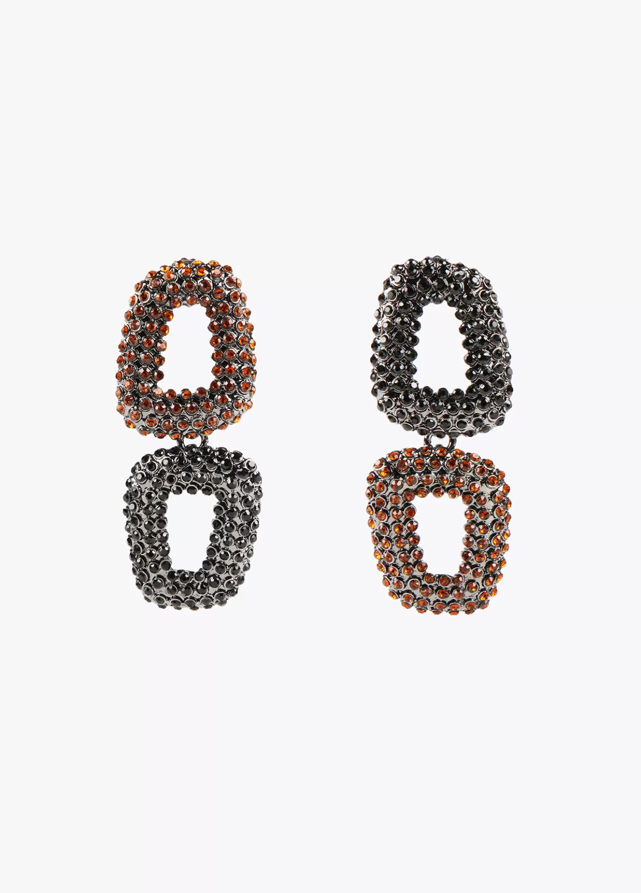 Lola Casademunt Pendientes dobles con piedras NEGRO-MARRON Outlet