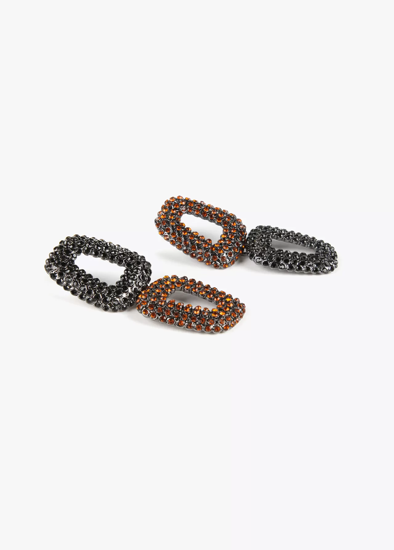 Lola Casademunt Pendientes dobles con piedras NEGRO-MARRON Outlet