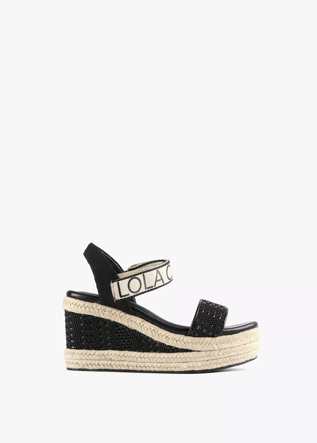 Lola Casademunt Sandalia negra tipo cuña NEGRO-CRUDO Flash Sale