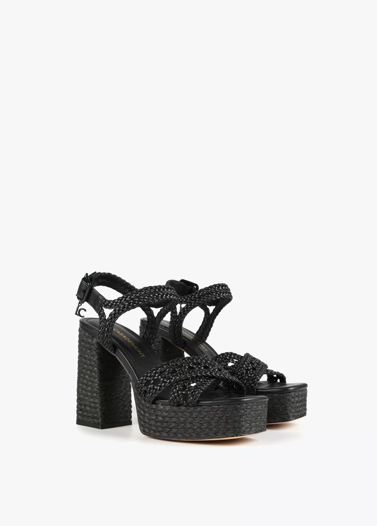 Lola Casademunt Sandalia plataforma y efecto crochet NEGRO Cheap