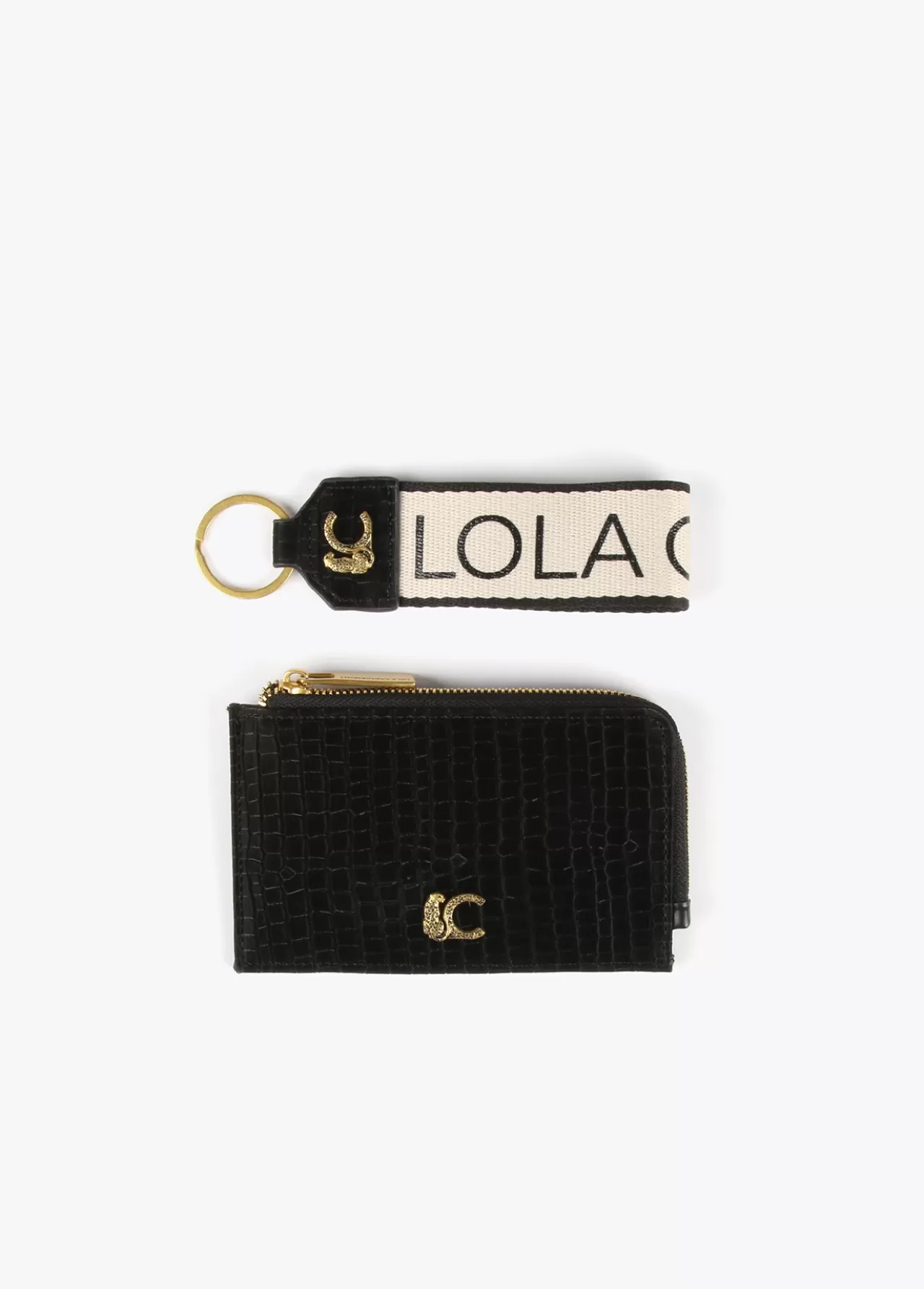 Lola Casademunt Set Monedero tarjetero y llavero NEGRO Outlet