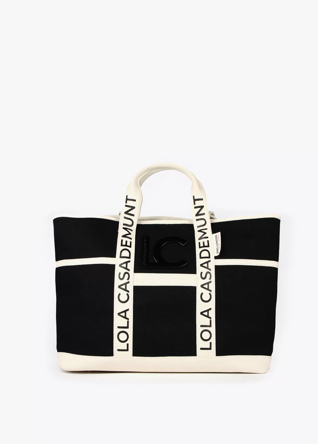 Lola Casademunt Shopper Canvas con asas logotipadas NEGRO-CRUDO Store