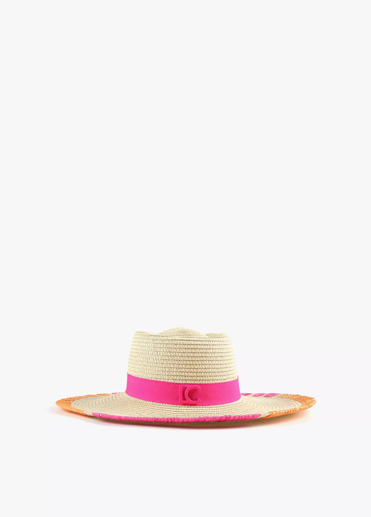 Lola Casademunt Sombrero efecto ráfia y bordados FUCSIA Fashion