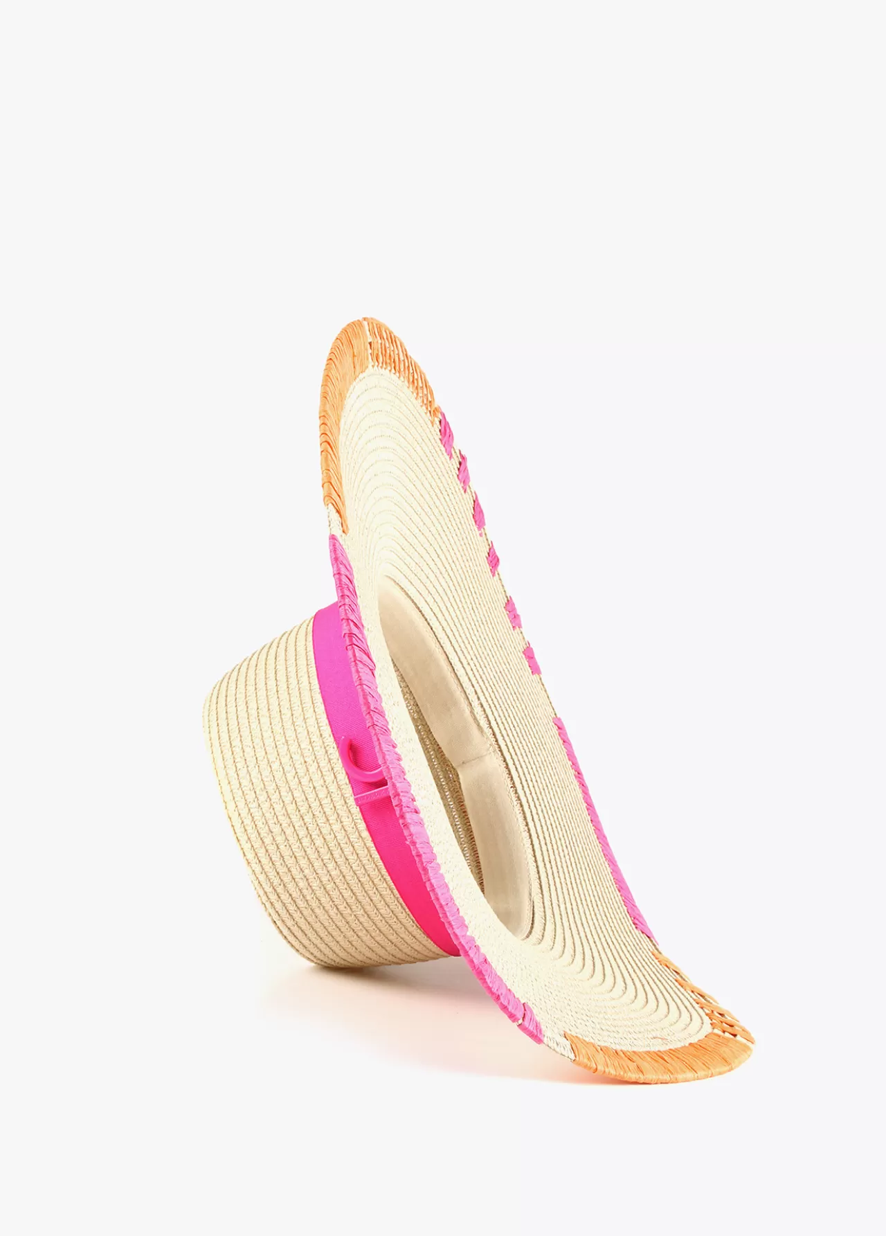 Lola Casademunt Sombrero efecto ráfia y bordados FUCSIA Fashion