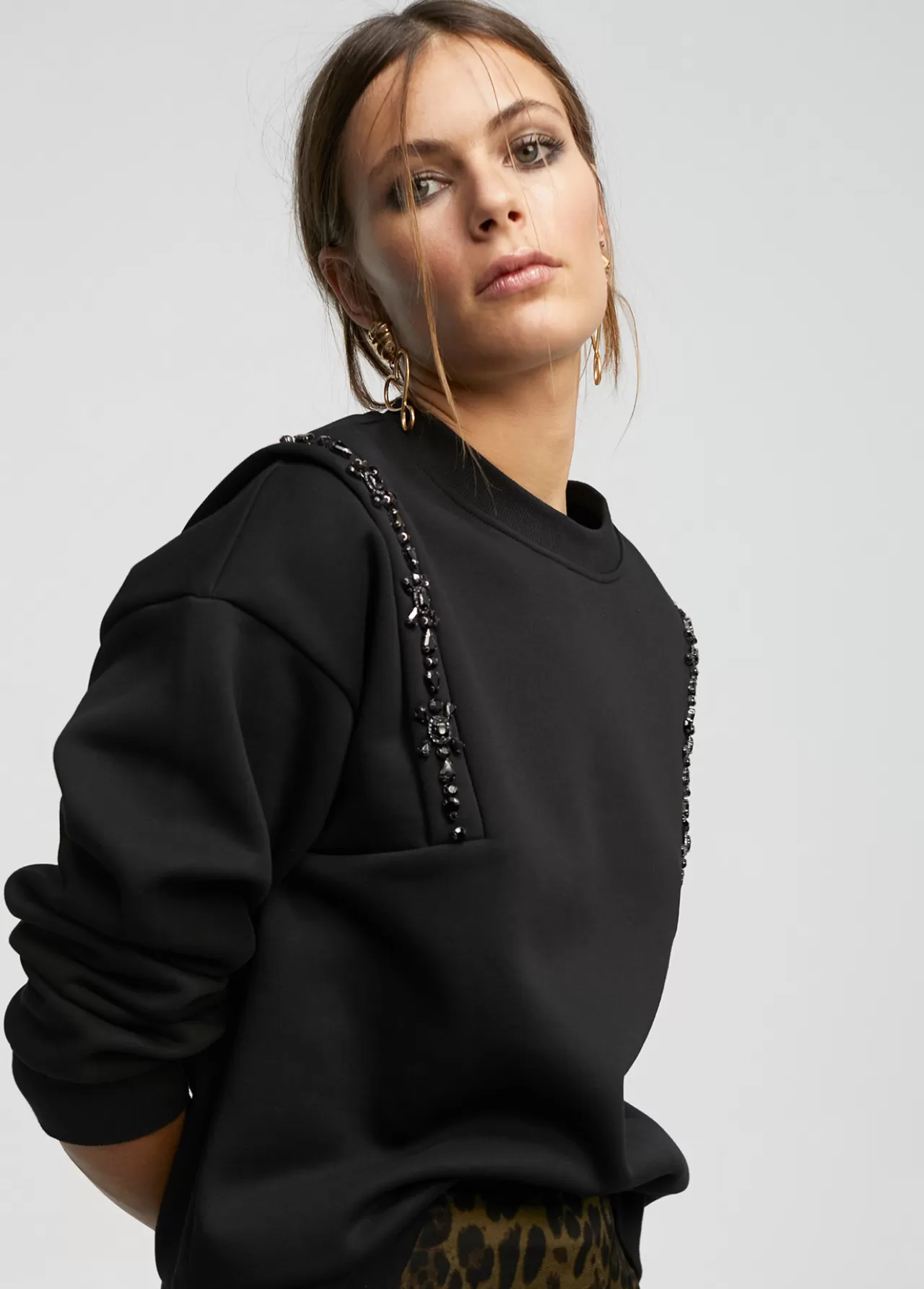 Lola Casademunt Sudadera con pedrería NEGRO Online