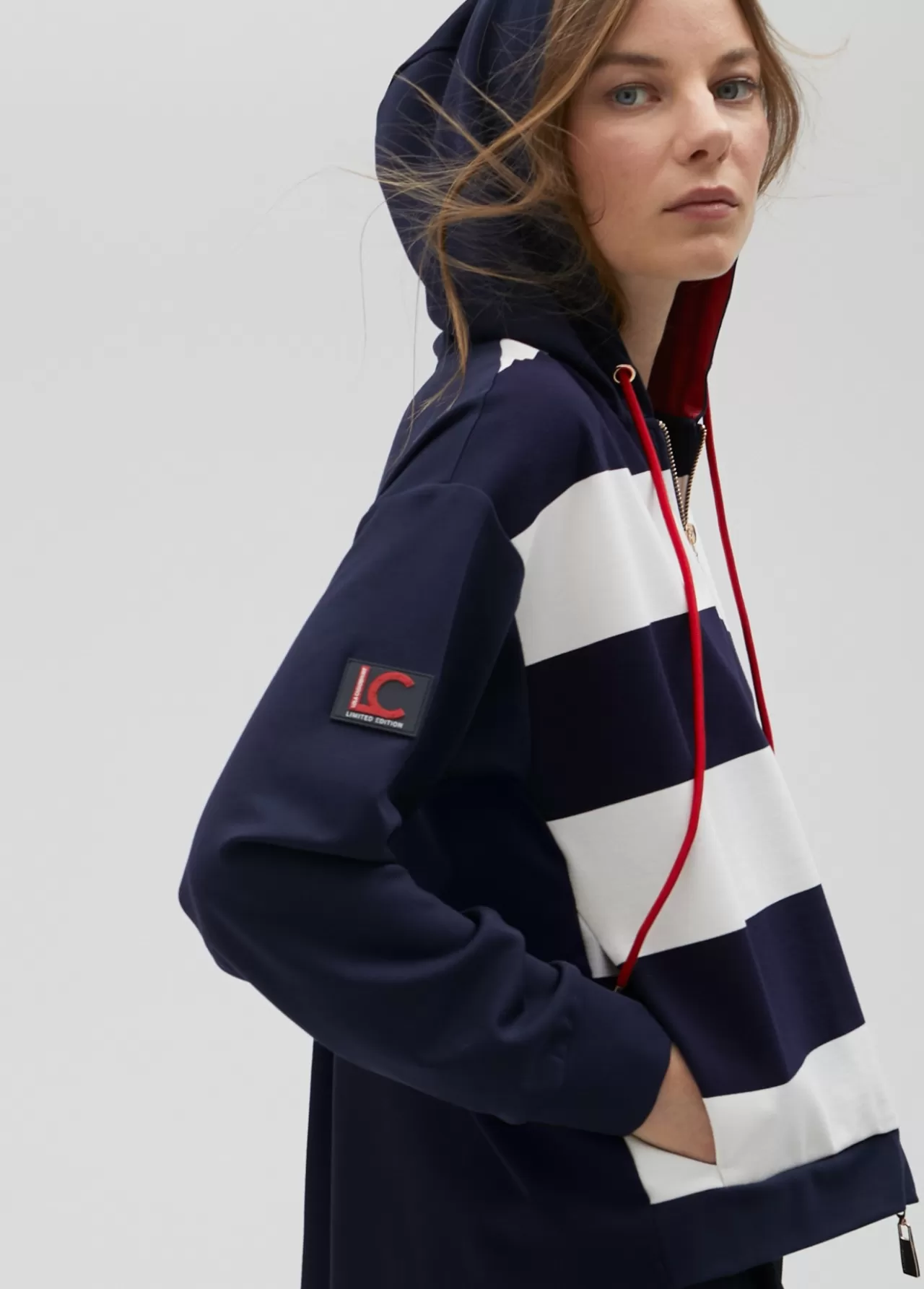 Lola Casademunt Sudadera rayas bicolor con cierre frontal - Lola Casademunt AZUL-BLANCO Hot
