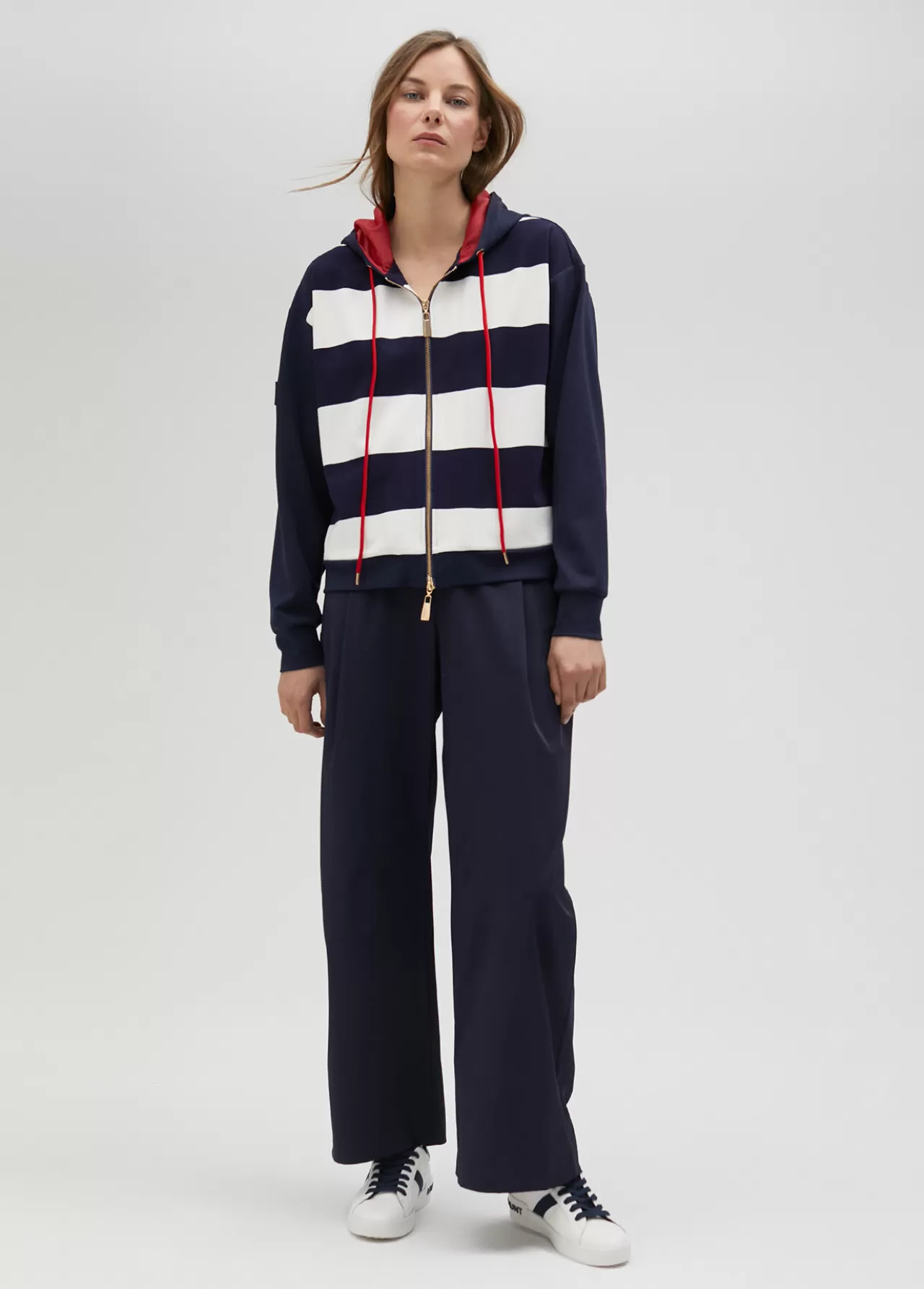 Lola Casademunt Sudadera rayas bicolor con cierre frontal - Lola Casademunt AZUL-BLANCO Hot