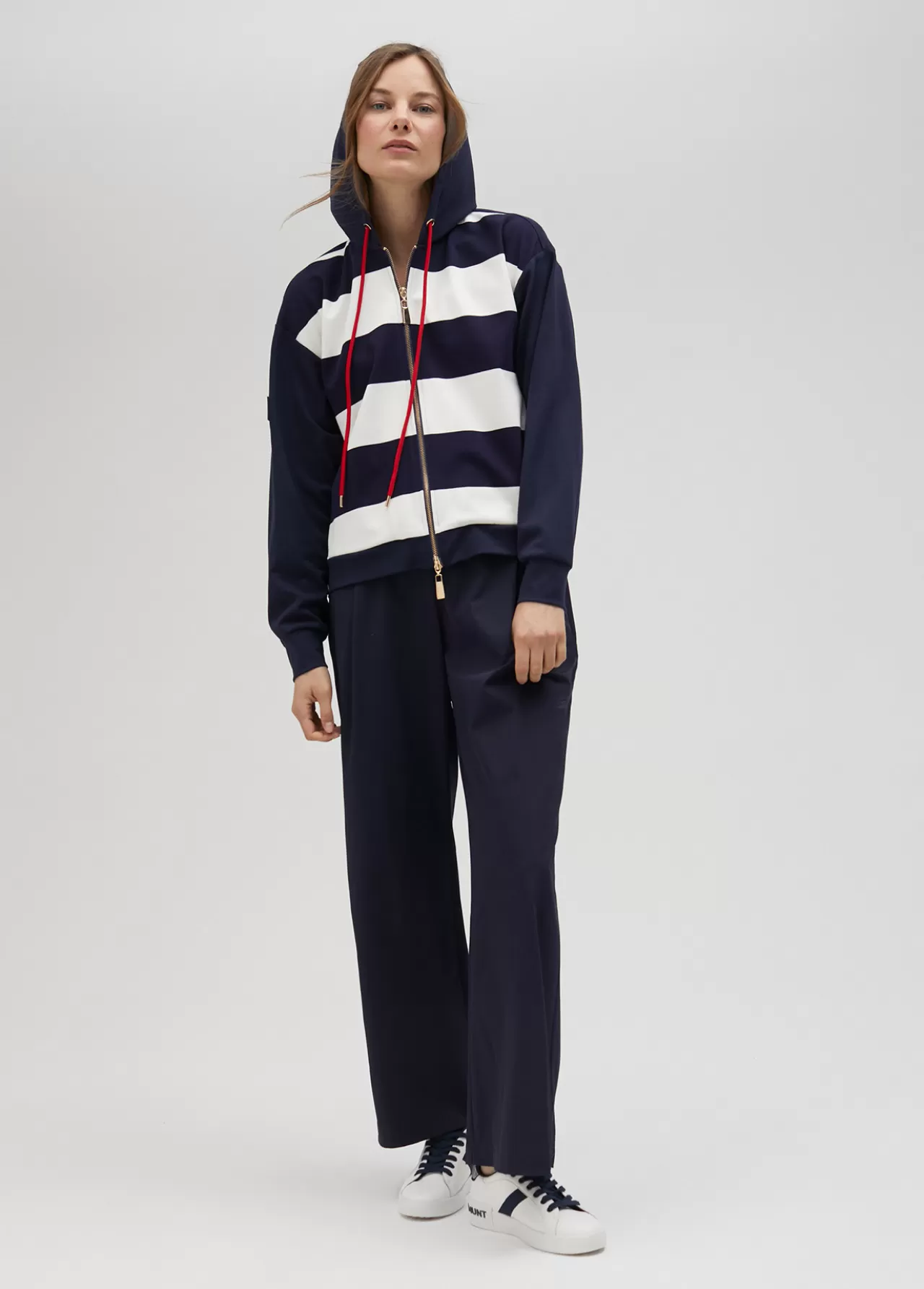 Lola Casademunt Sudadera rayas bicolor con cierre frontal - Lola Casademunt AZUL-BLANCO Hot