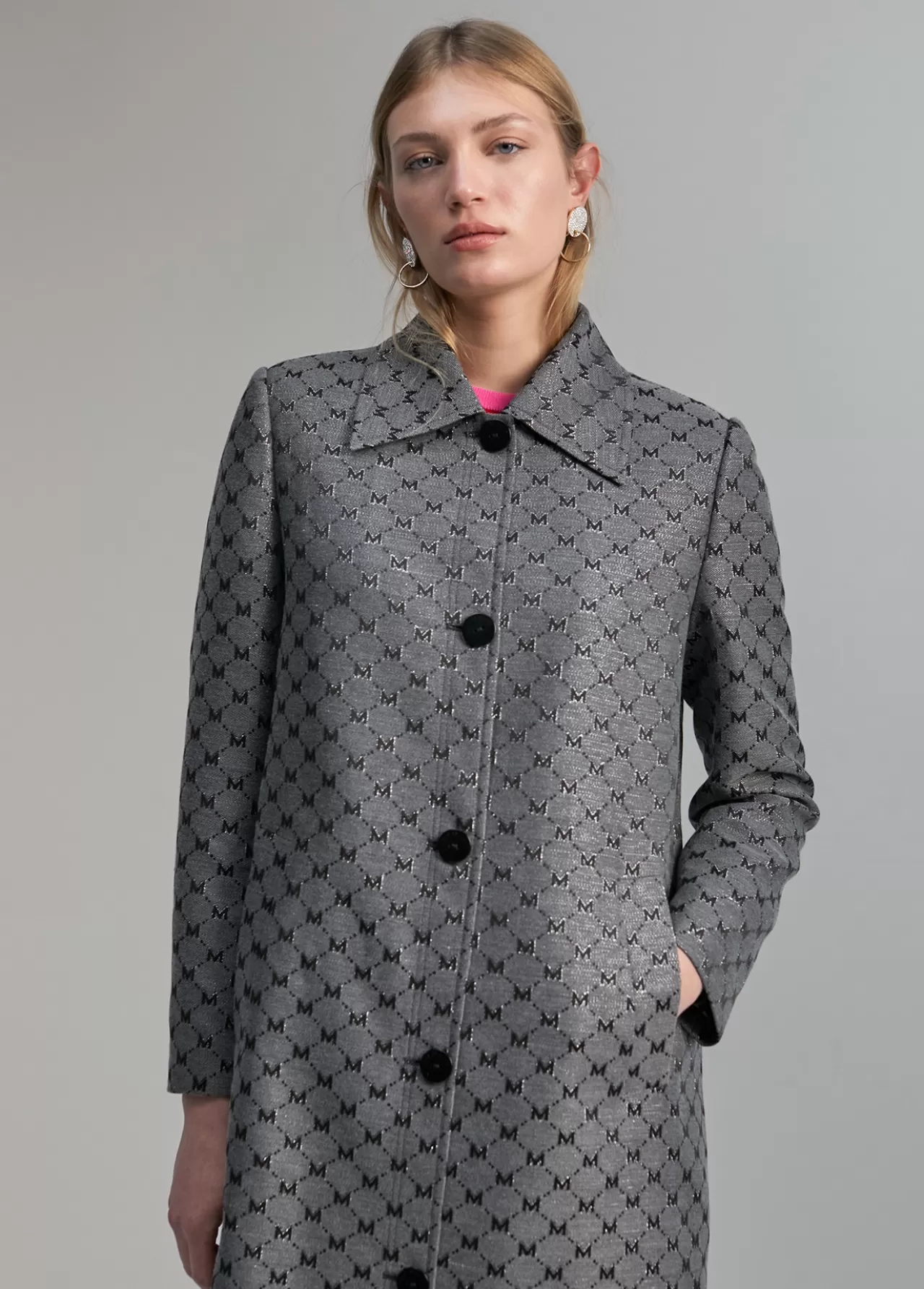 Lola Casademunt Trench monograma lúrex GRIS-METAL Fashion