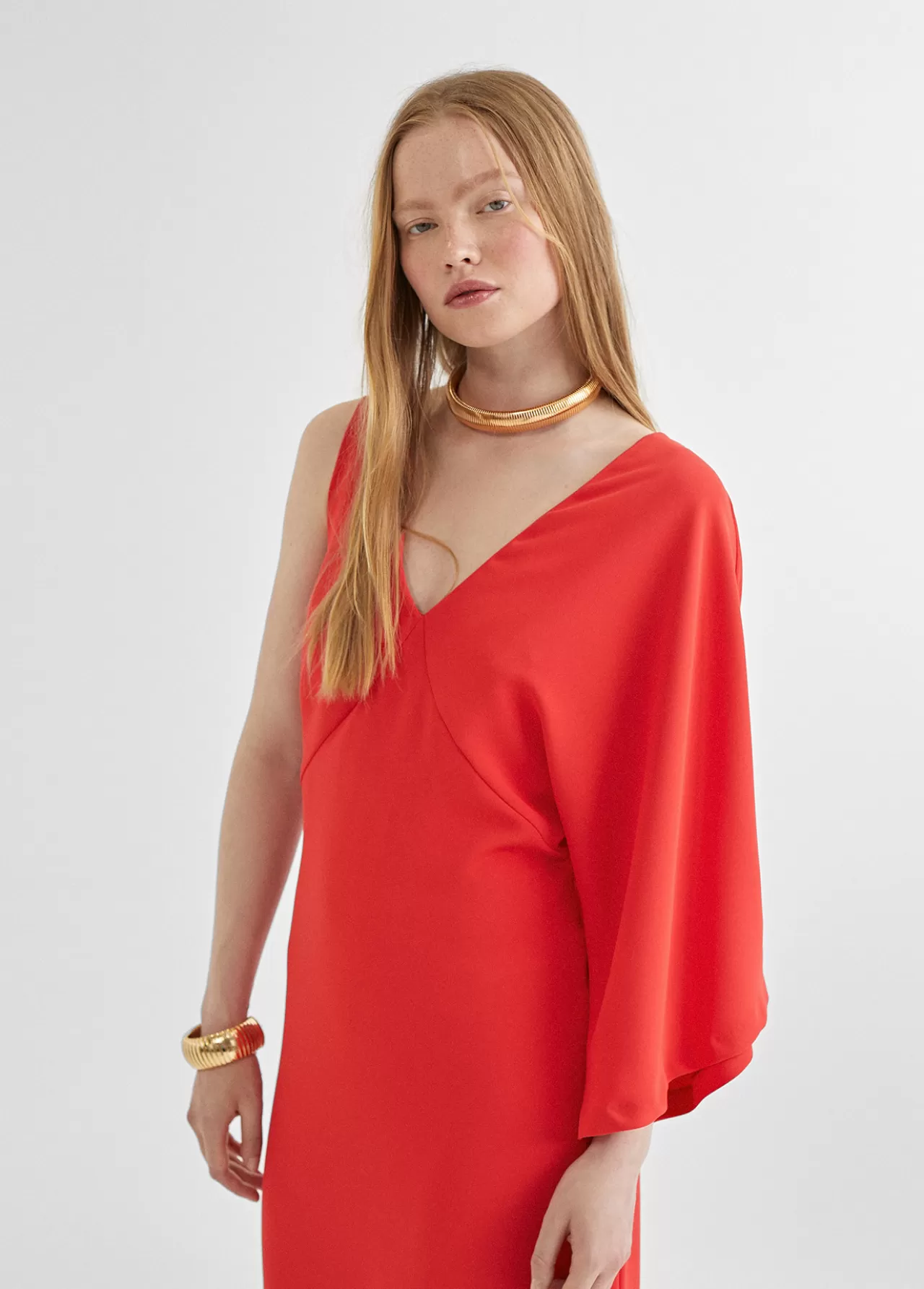 Lola Casademunt Vestido asimétrico manga ROJO Cheap