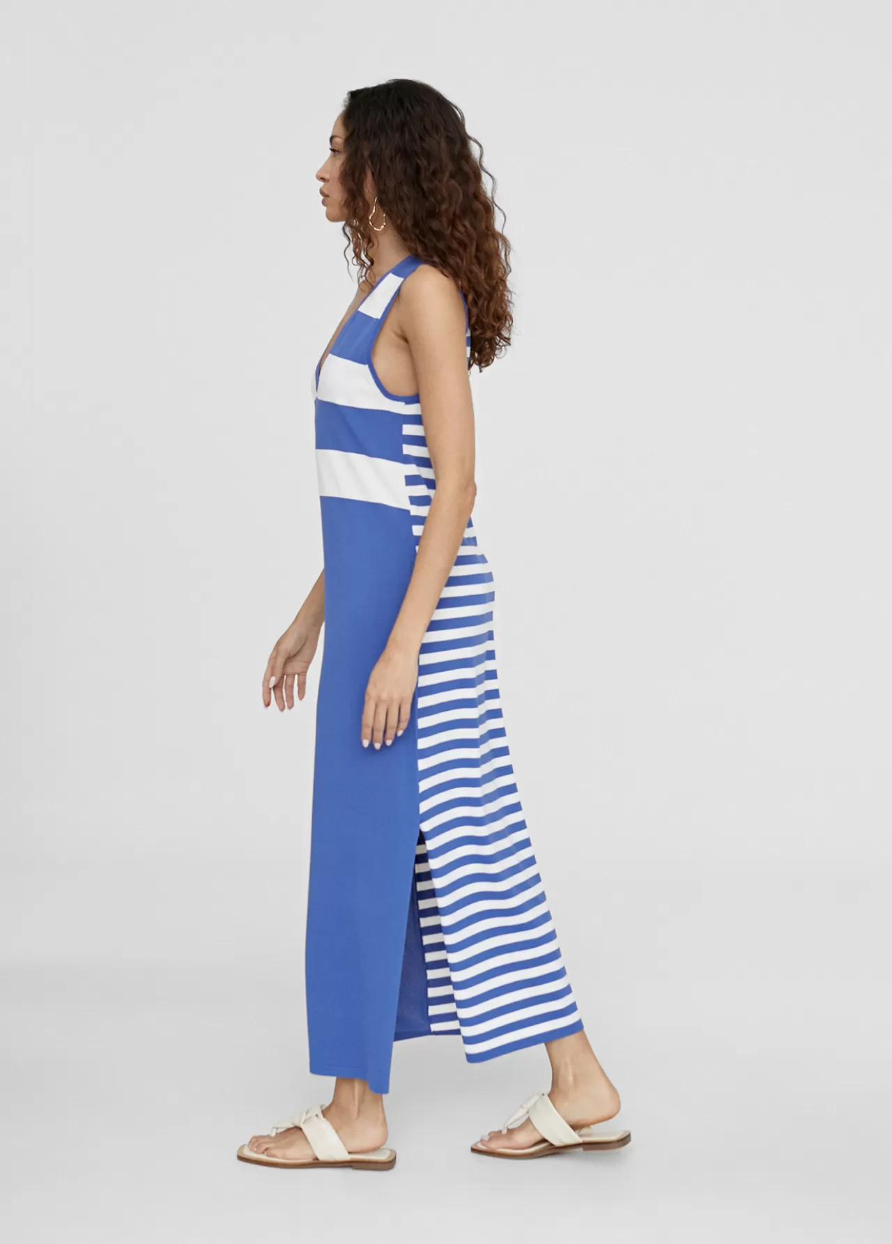 Lola Casademunt Vestido largo de punto AZUL-BLANCO Online