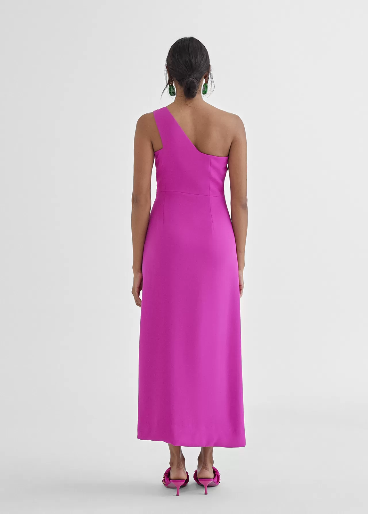 Lola Casademunt Vestido midi tirante asimétrico MAGENTA Flash Sale