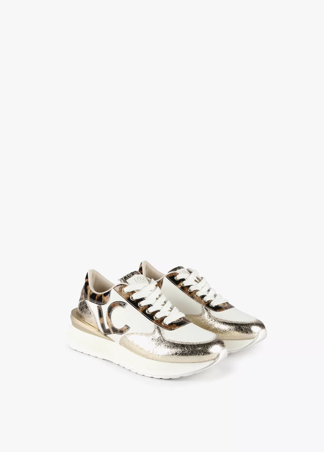 Lola Casademunt Zapatillas sneakers detalles animal print BLANCO-MARRON Hot