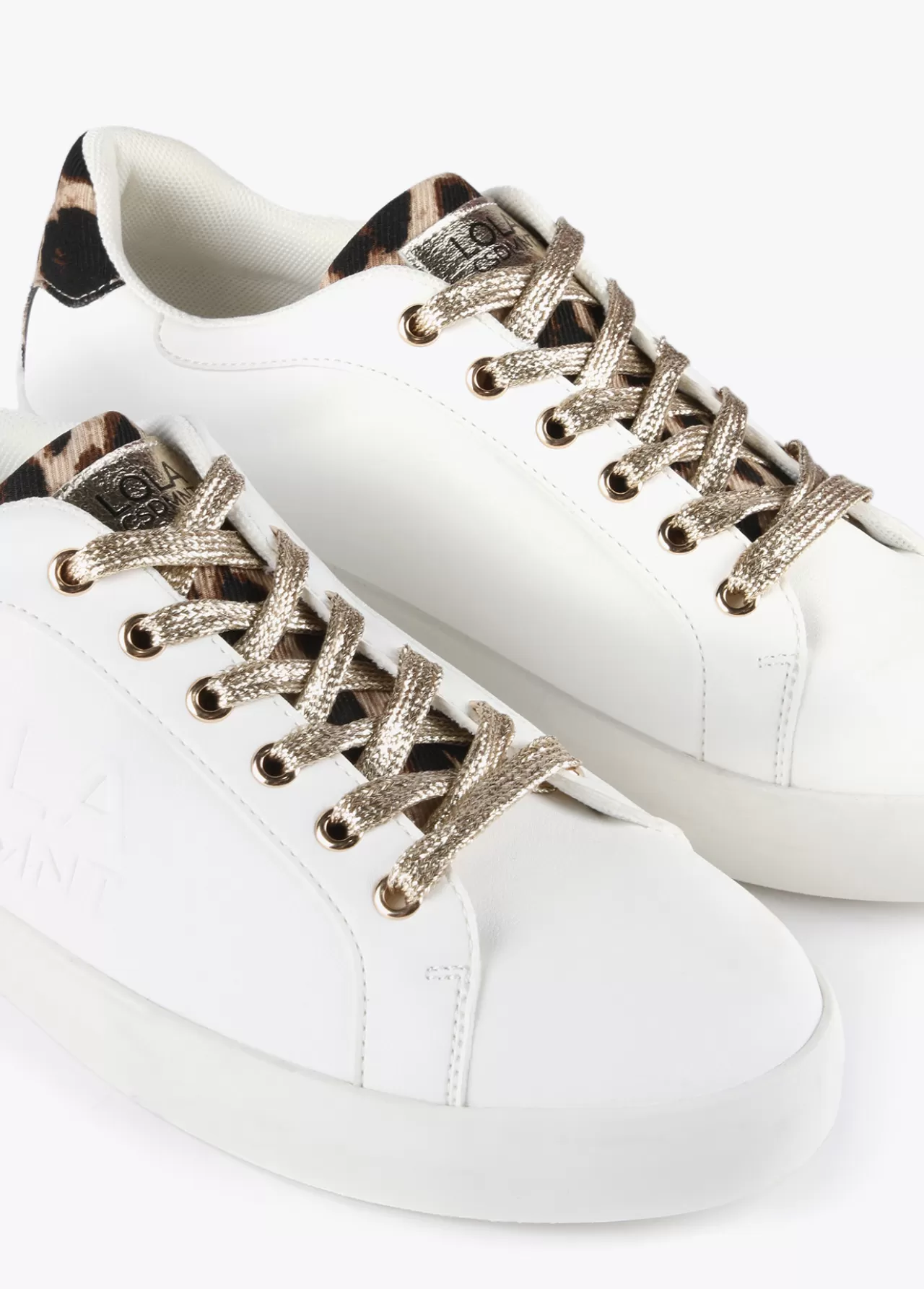 Lola Casademunt Zapatillas tipo sneakers detalles animal print BLANCO-MARRON Cheap